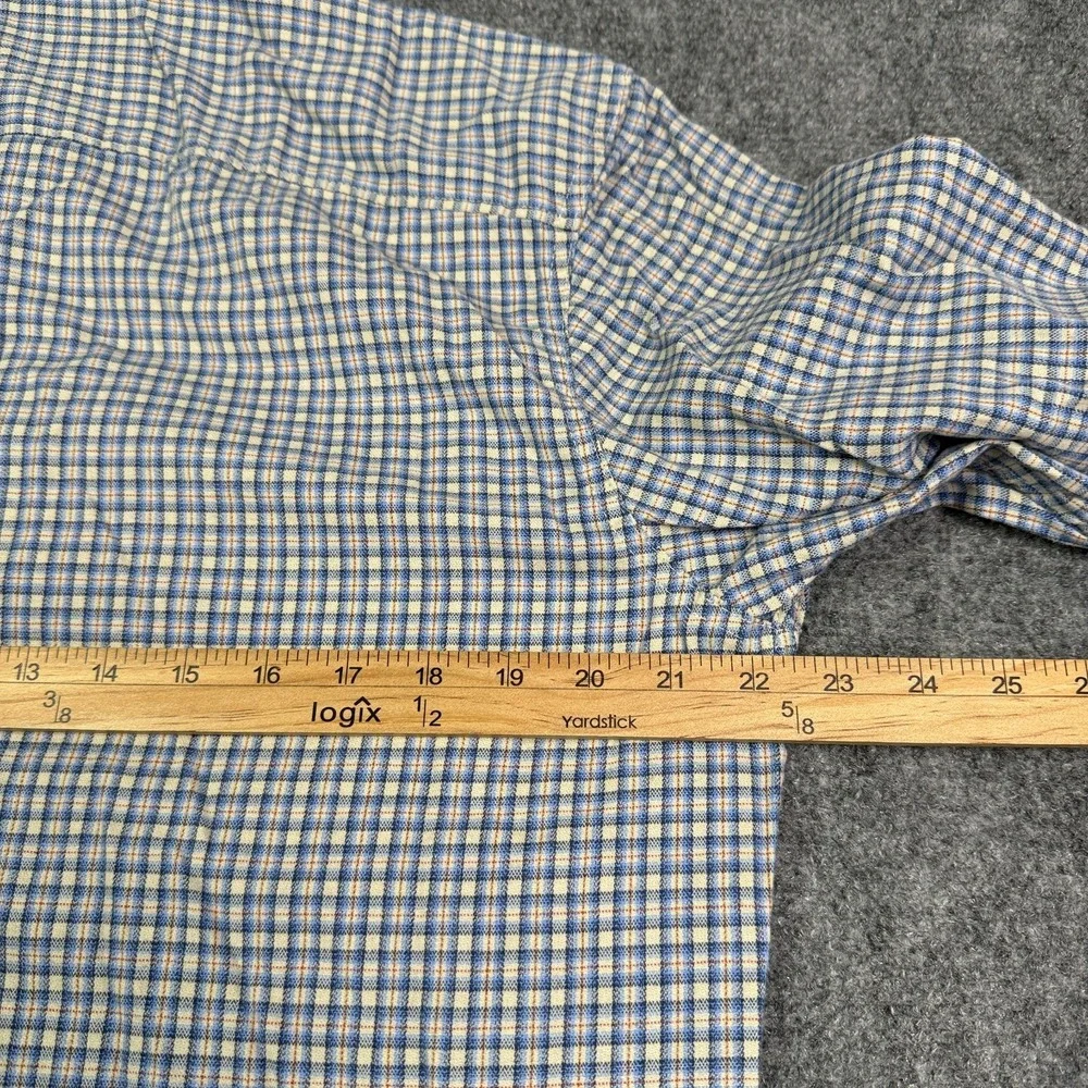 Wrangler Western Shirt Mens L Blue Plaid Stretch Cowboy Button Up Workwear